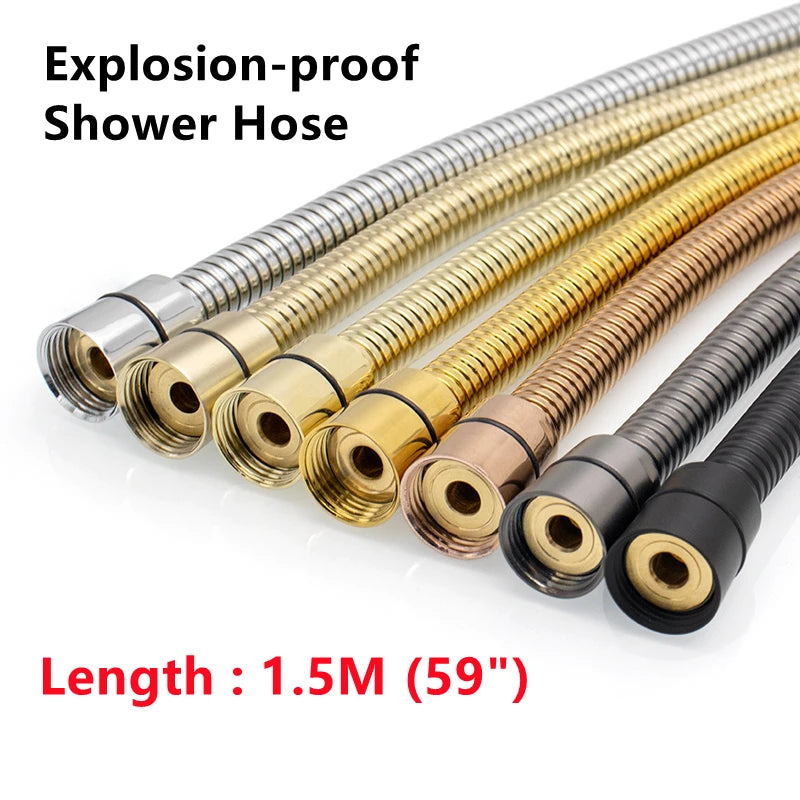 1.5M Black/Grey/Gold Shower Hose for Bath Handheld Shower Head Fittings Explosion-Proof Bath Tube Bathroom Flexible Shower Pipe