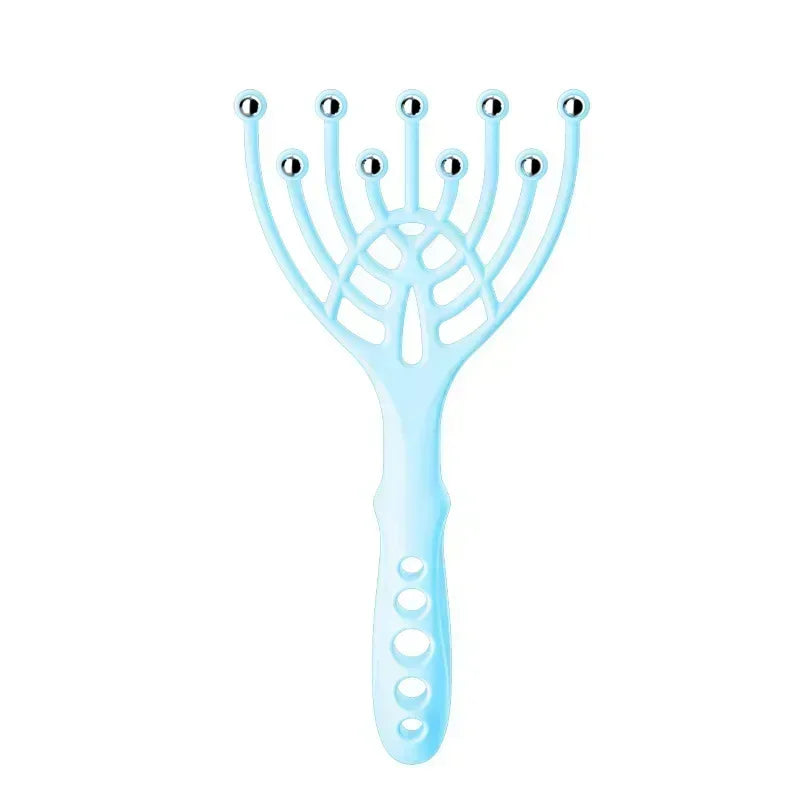 1 Pc Head Massager Scalp Neck Comb Roller Five Finger 9 Claws Steel Ball Hand Held Relax Spa Hair Care For Hair Stress Relief