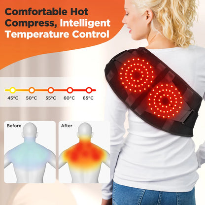 Electric Heating Waist Massage Belt Hot Compress Vibration Brace Red Light Therapy Physiotherapy Lumbar Back Support Massager