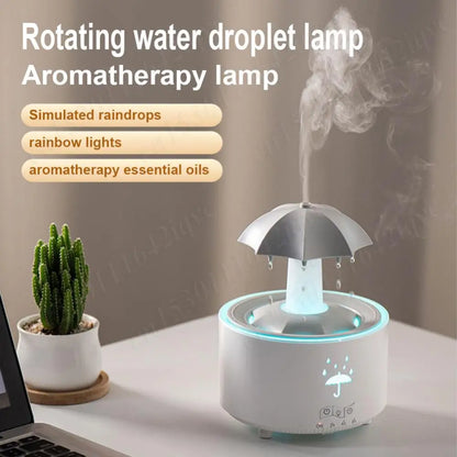 Rotating Umbrella Humidifier Oil Diffuser with 7 LED Night Light Humidifier Essential Oil Diffuser Remote Aromatherapy Diffuser