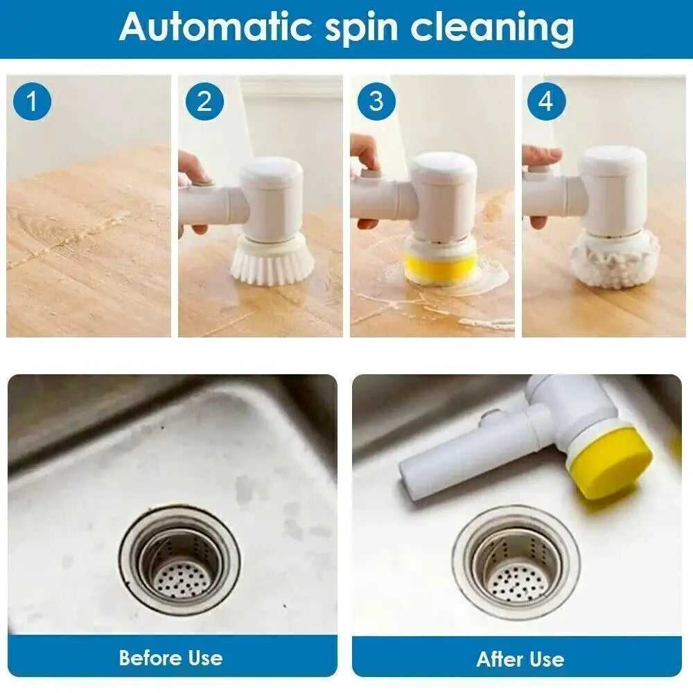 Rechargeable Electric Cordless Cleaning Brush Spin Scrubber Turbo Scrub Cleaner