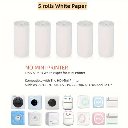 57x25mm Mini Printer Paper Thermal Label Sticker Color Photo White Self-Adhesive Paper For Mini Portable Pocket Mobile Printer