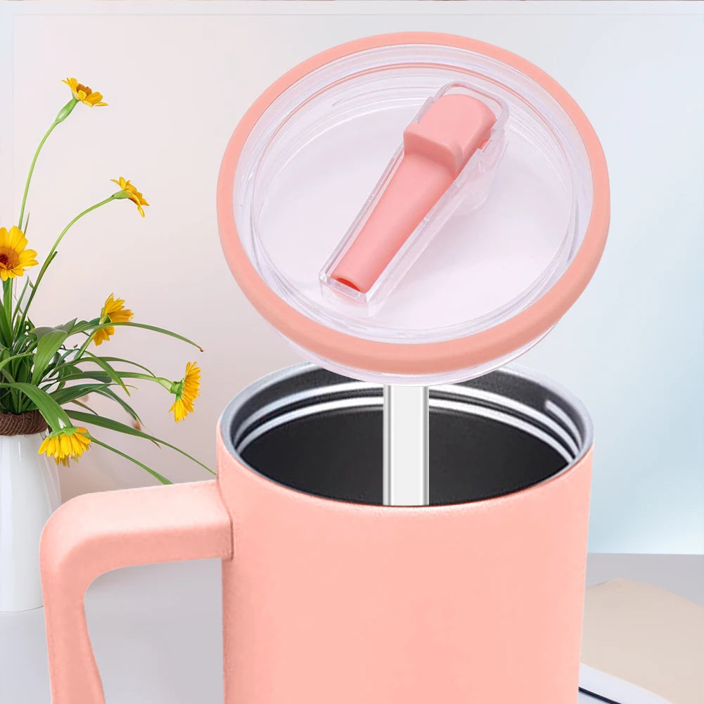 40Oz Tumbler Flip Straw Lid Replacement Spill Proof Reusable Tumbler Cover Splash Resistant Reusable Straw Cap for Stanley 40oz