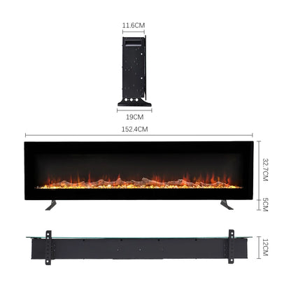 KOMORE Wall Mount Electric Fireplace with Remote Control, Automatic Safety Shutoff, 12 Flame Colors, 1800W 50&60 Inch