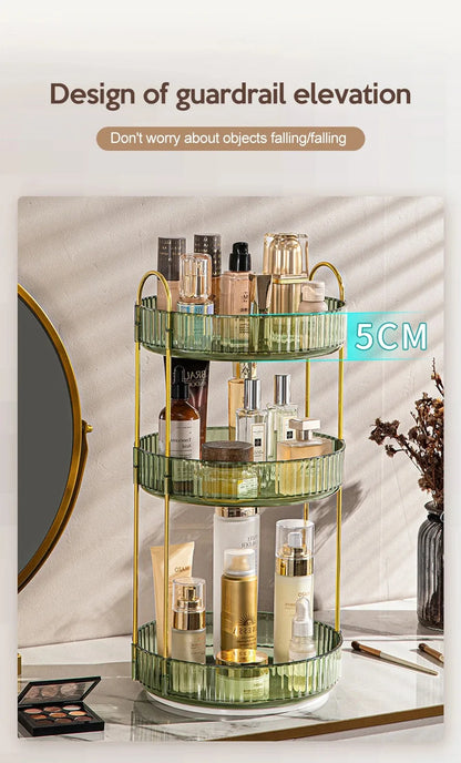 360 Rotating Makeup Organizer for Vanity Bathroom Countertop Organizer Perfume Organizer Skincare Dresser Holder Rack 3 Layers