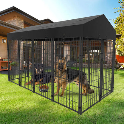 Oversize Dog Cage, Pet Run Enclosure, Playpen with Roof, for Outdoor Pet Kennel, High Fence