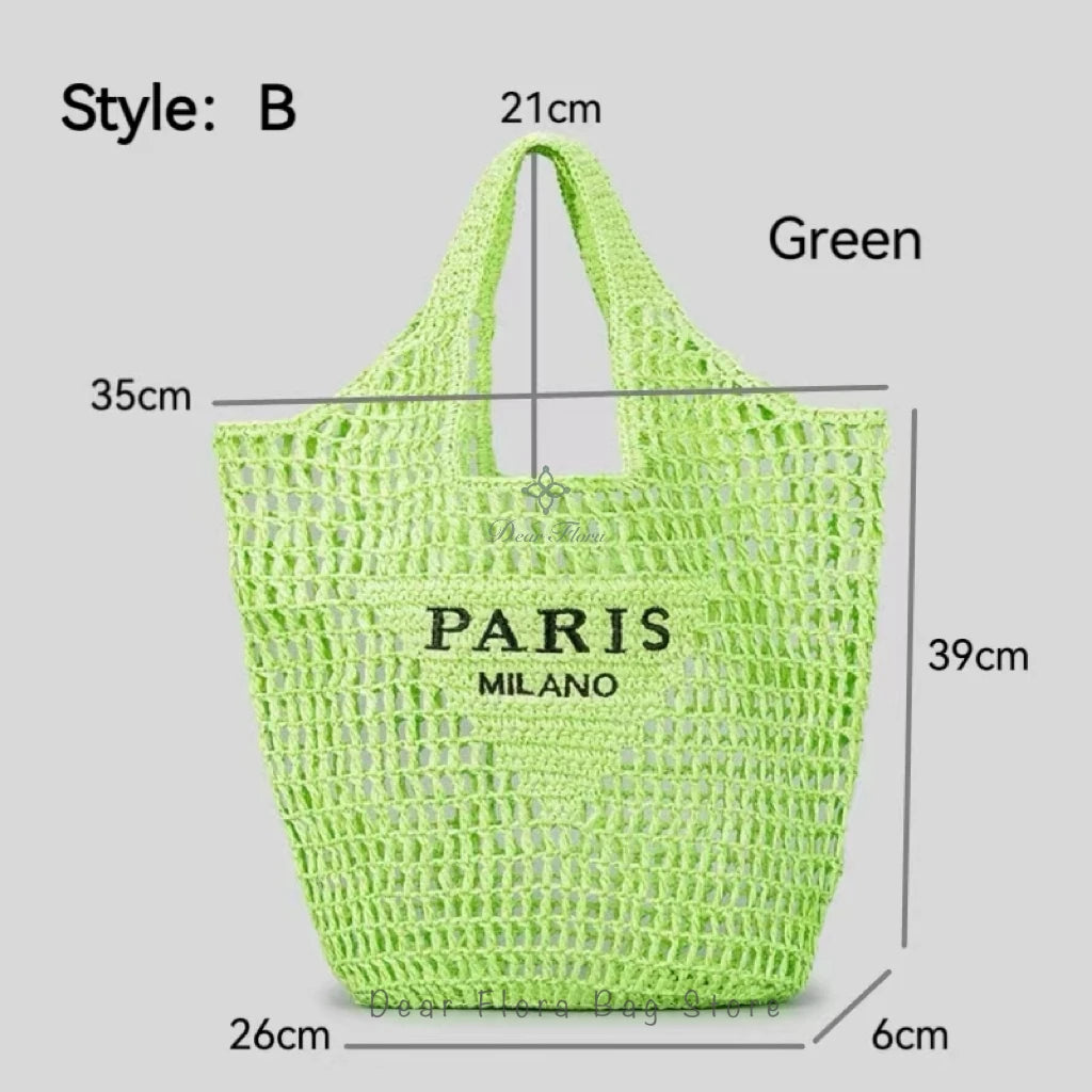 Women Summer Beach Vacation Fashion Straw Knitting Shoulder Bag Hollow Out Handwoven Handbag Portable Large Capacity Casual Tote