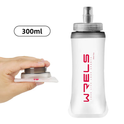 WRELS Water Bottle Folding Soft Flask Sport Water Bottle Water Bag Collapsible Running Camping Hiking Portable Light BPA Free