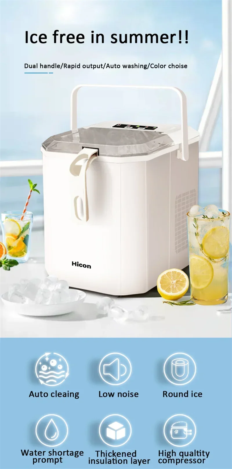 15KG Ice Machine Portable Electric Ice Maker Machine Mini Countertop Ice Cube Maker Appliance Home Commercial Ball Maker