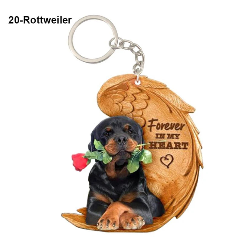 39 Style Cut Dog Forever In My Heart Angel Pendant Bag Keychain Car Key Chain Keyring Pet Jewelry Best Friends Gifts Accessories