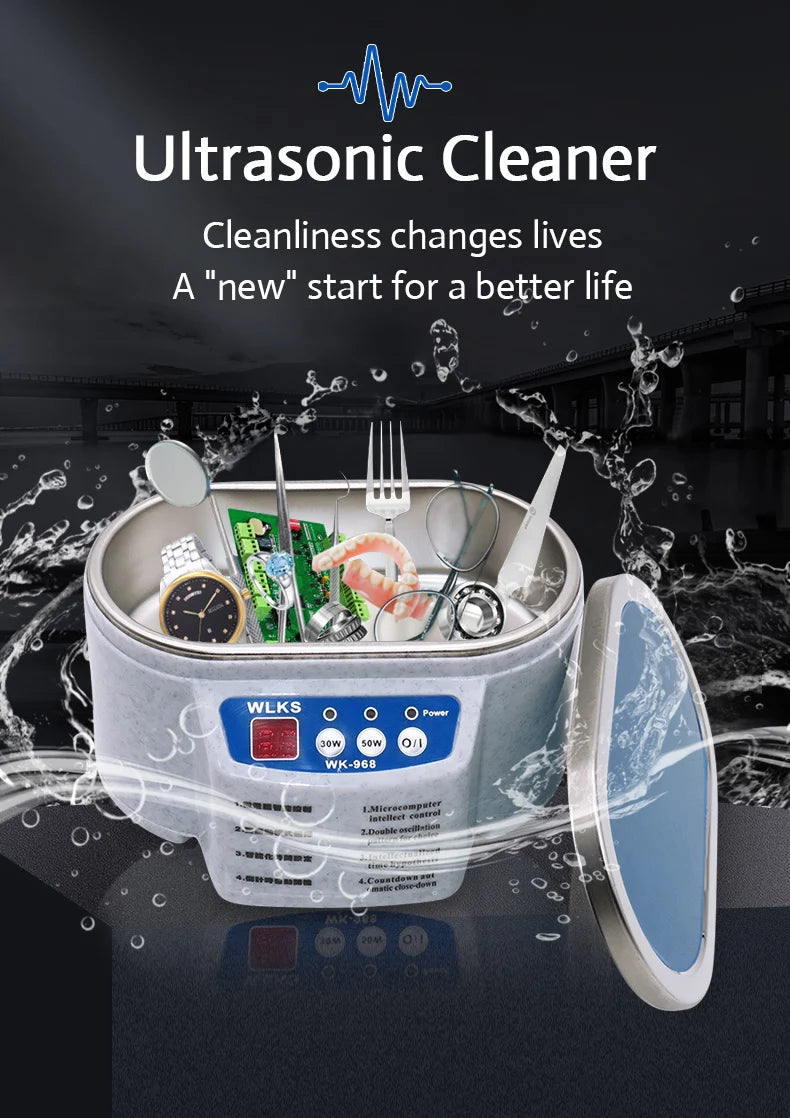 Portable Ultrasonic Cleaner Jewelry Parts Glasses Denture Teeth Circuit Board Watch Washing Machine Tub Dual Frequency Vibration