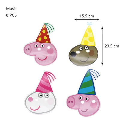 Peppa Pig Birthday Party Decoration Foil Latex Balloon For Kid Event Supplies Banner Backdrop Disposable Tableware Plate Cup