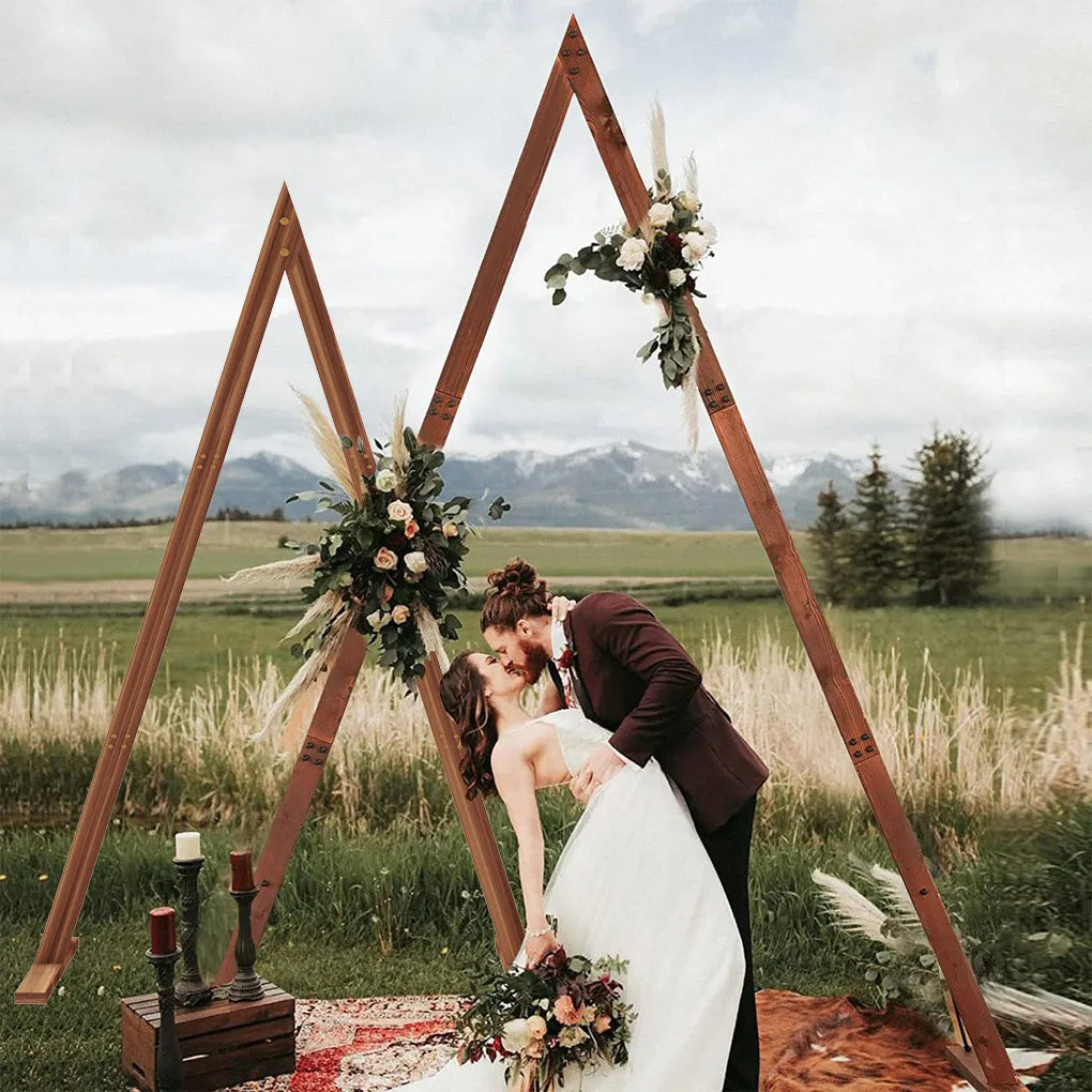 2 Pack Triangle Wooden Wedding Arch Oversized Ceremony Archway Backdrop Frame Background Flower Balloon Banquet Archway