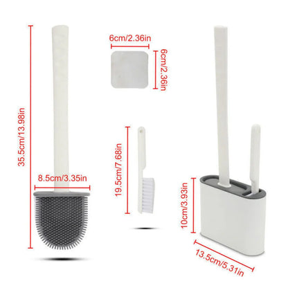 Upgraded Silicone Brushes With Toilet Brush Holder Soft Bathroom Cleaning