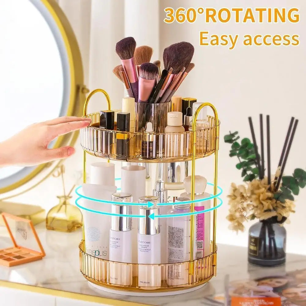 360° Rotating Cosmetics Storage Rack Large-capacity Perfume Skin Care Product Organizer Toilet Dressing Table Storage Shelf