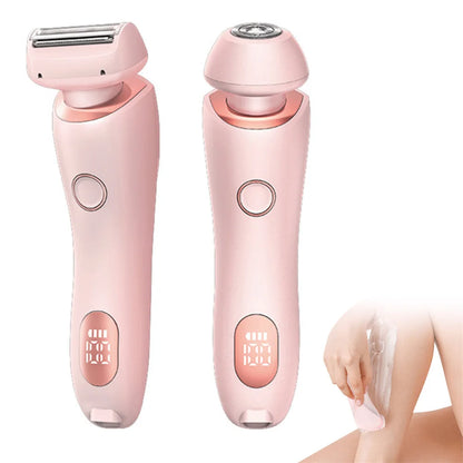 2-In-1 Electric Shaver Female Trimmer Replaceable Cutter Head Ip7 Waterproof Wet And Dry For Legs Underarms Face