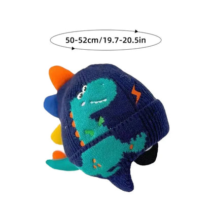 Winter Warm Baby Ear Protection Hat 3D Dinosaur Kids Earmuffs Cap Cartoon Toddler Woolen Knitted Hats 2-6 Years Children Beanies