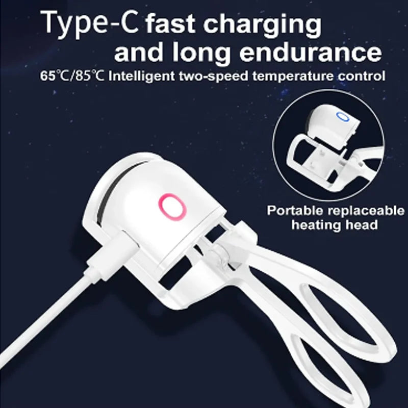 Electric Heated Eyelash Curler 24 Hours Long Lasting Naturally Eyelashes Electric Heated Eyelash Curler with Flexible Silicone