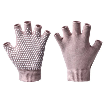 Women Half-finger Warm Anti-slip Yoga Gloves Pilates Gloves Indoor Dance Fitness Training Open-fingered Sport Gloves Yoga Aids