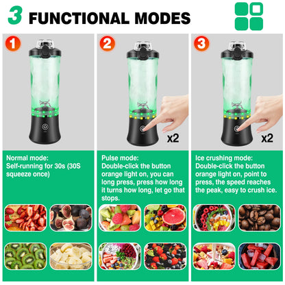 Professional 2In1 USB Rechargeable 600ML Portable Blender Electric Juicer Fruit Mixer Mini Blender for Smoothie Personal Juice