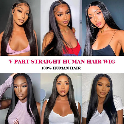 30 34 Inch Straight V U Part Wig Human Hair No Leave Out Thin Part Wigs for Women 250 Density Glueless Wig Ready To Wear On Sale