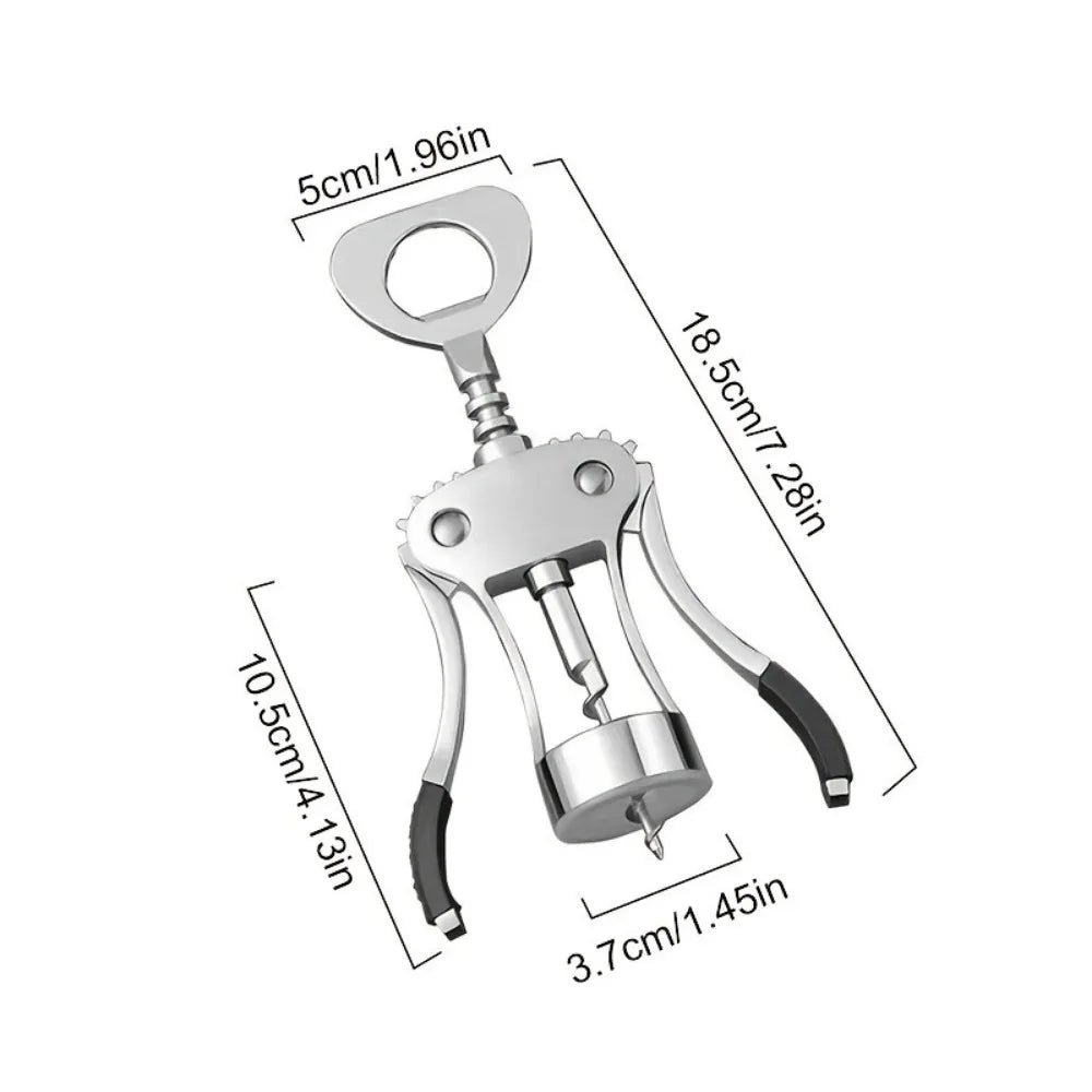 1pc Wine Opener Stainless Steel Opener, Zinc Alloy Premium Wing Corkscrew Wine Bottle Opener With Multifunctional Bottles Opener