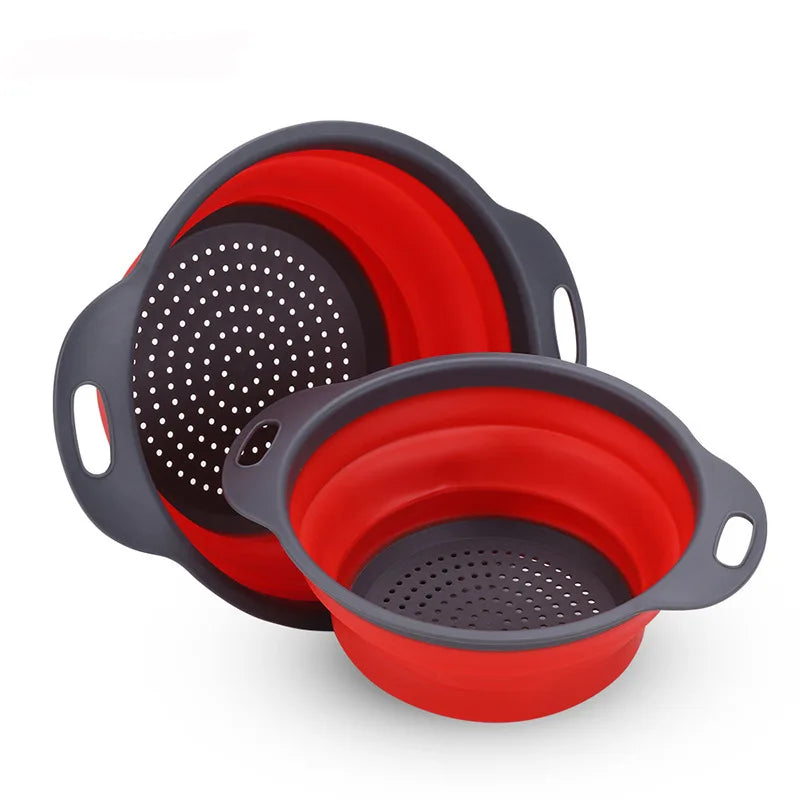 Silicone vegetable and fruit cleaning and drainage basket  cleaning basket Folding water filter net Kitchen Gadgets