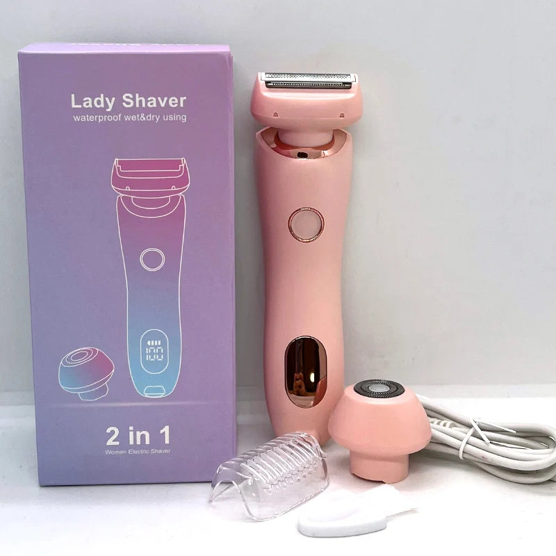 Electric Razors for Women 2 In 1 Bikini Trimmer Face Shavers Hair Removal for Underarms Legs Ladies Body Trimmer IPX7 Waterproof