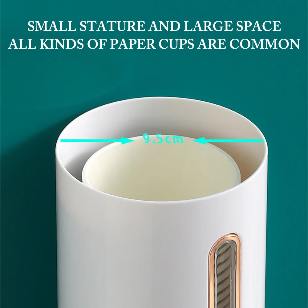 Wall Mounted Automatic Cup Storage Rack Paper Cups Dispenser Disposable Pull Type Plastic Cup Holder Dust-proof Cups Container