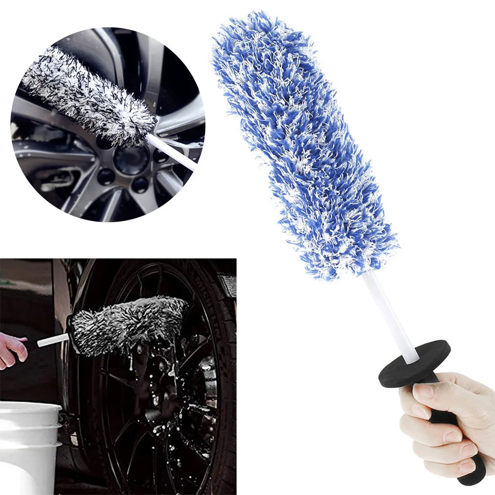 Car Wheel Tire Rim Detailing Cleaning Brush Microfiber Auto Care Washing Tool