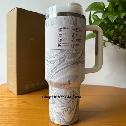 new 40 Oz Tumblers Cup Straw Car Travel Mugs Coffee Tumbler Cups for Stanleys with Handle Insulated Stainless Steel Lid