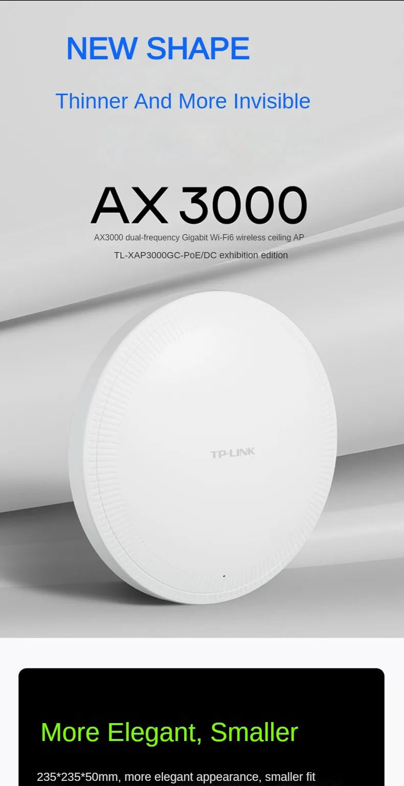 TP-Link AX3000 Wi-Fi6 MESH Router Celling AP Access Point Wireless PoE AP Dual Band 5GHz High-Power Wifi Repeater Hotspot