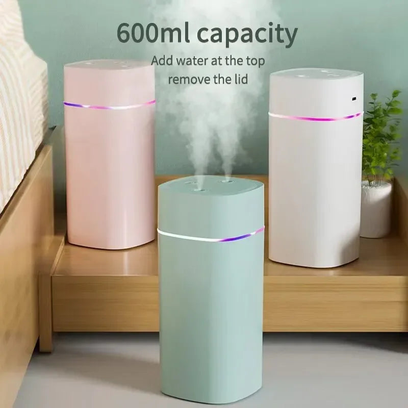 Xiaomi USB Air Humidifier 600ml With Dual Spout Essential Oil Diffuser Cool Mist Maker Silent Night Light For Home Car Office