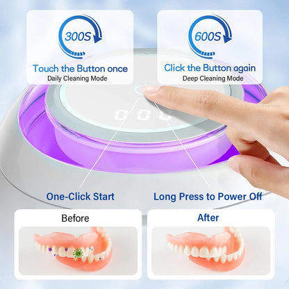 Ultrasonic Cleaner For Retainers Dentures Jewelry Cleaning Machine Mini Portable UV Ultrasonic False Teeth Retainer Cleaner