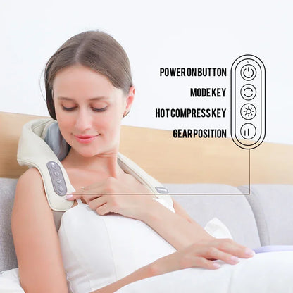 Trapezius Cervical Massager for Unblocking Shoulders Neck and Neck Massager Kneading Hot Compress Multifunctional Massage Shawl