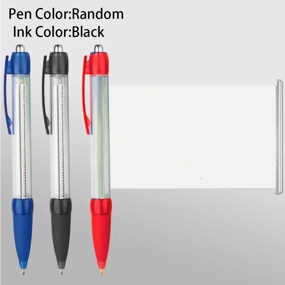 1PC Black Gel Pen with Retractable Blank Scroll ABS and Coated Paper Ballpoint Pen Stationery Pull-out Paper Ballpoint Pen Study