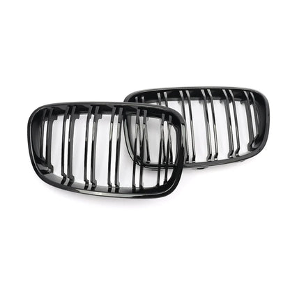 For 2011-2014 BMW F20 F21 1-Series M Look Kidney Grille Grill Gloss Black Twin Bar CAR Accessories