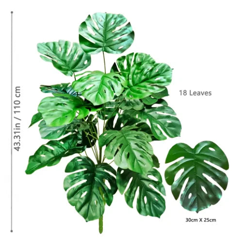 105cm /40.5in Artificial Monstera Plants Fake Palm Tree Plastic Turtle Leaves Green Tall Plants For Home Garden Room Decor