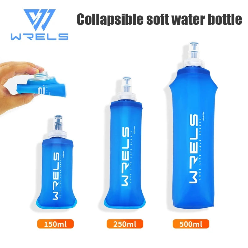 WRELS Soft Folding Water Bottle Collapsible Silicone Outdoor Sport Traveling Camp Hiking Cycling Running TPU Portable Water Bag