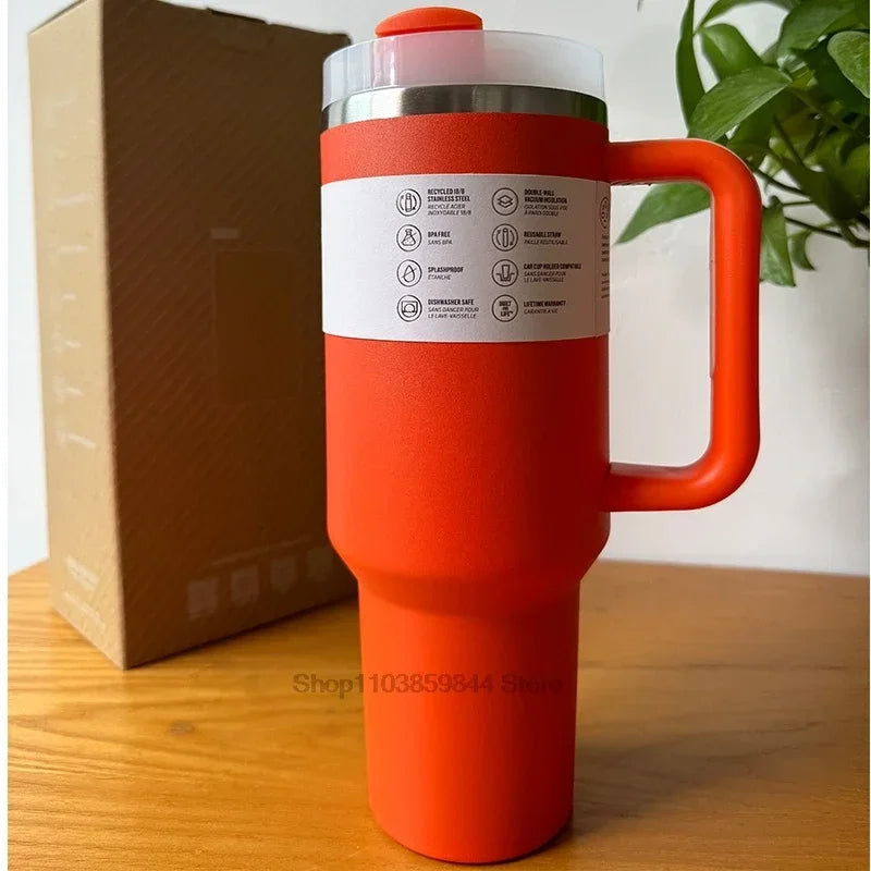 Tumbler Handle Lid Straw Thermos Cup Silicone Boot Stainless Steel Vacuum Insulated Iced Travel For StanIeys Coffee Mug