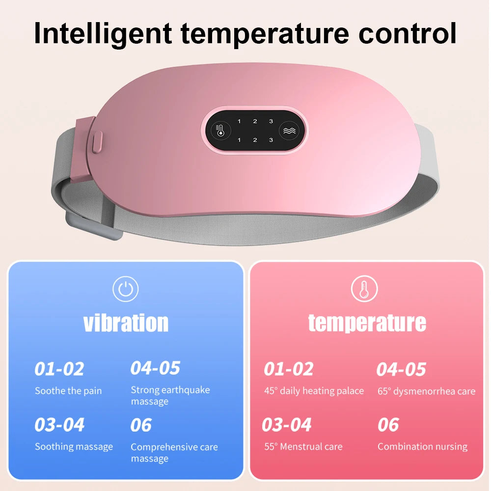 Electric Period Massager Cramp Warm Palace Belt for Menstrual Colic Relief Pain Waist Stomach Abdominal Vibrating Heating Belt