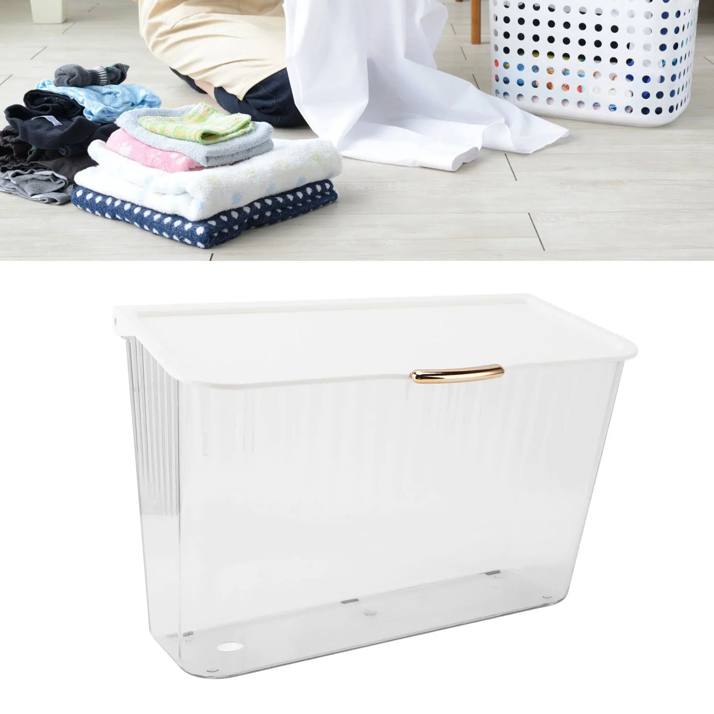 Transparent household clothing storage basket 4L bathroom perforation-free non-trace wall hanging dirty clothes socks dust-proof