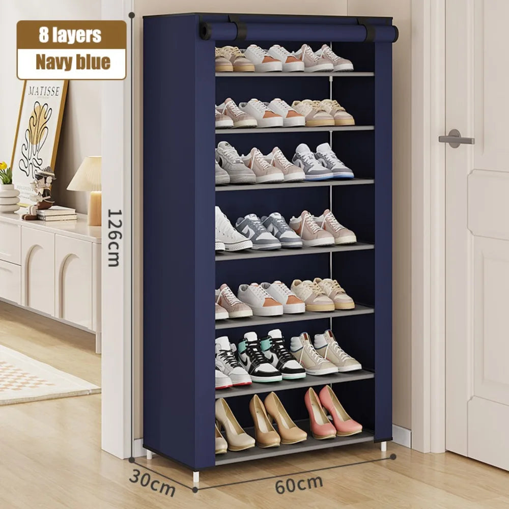 Shoe Cabinet Dustproof Fabric Multifunctional Storage Shoe Rack Moisture-proof Elevated Design Large Capacity Shoe Rack Cabinet