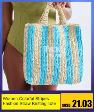 Women Summer Beach Vacation Fashion Straw Knitting Shoulder Bag Hollow Out Handwoven Handbag Portable Large Capacity Casual Tote