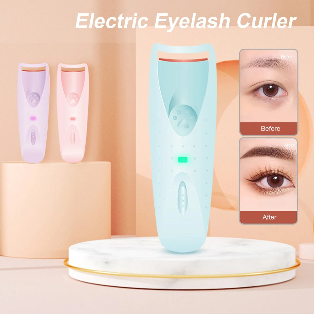 Electric Heated Eyelash Curler USB Rechargeable Eyelashes Curler Quick Heating Natural Eyelash Curler Long Lasting Makeup