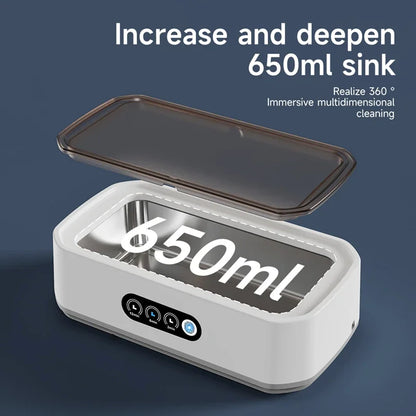 Xiaomi Ultrasonic Cleaning Machine 50,000Hz Glasses Cleaning Machine 650ML Large Capacity Jewelry Braces Professional Cleaner