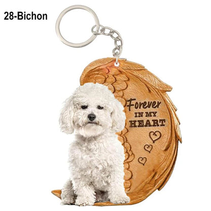 39 Style Cut Dog Forever In My Heart Angel Pendant Bag Keychain Car Key Chain Keyring Pet Jewelry Best Friends Gifts Accessories