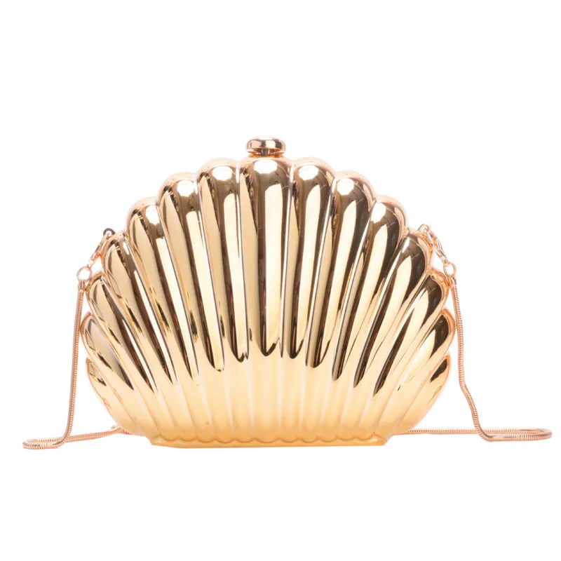 2024 Women Silver Gold Shell Bag Cute Acrylic Evening Clutch Bag With Strap For Wedding Party Small Purses Designer Handbags