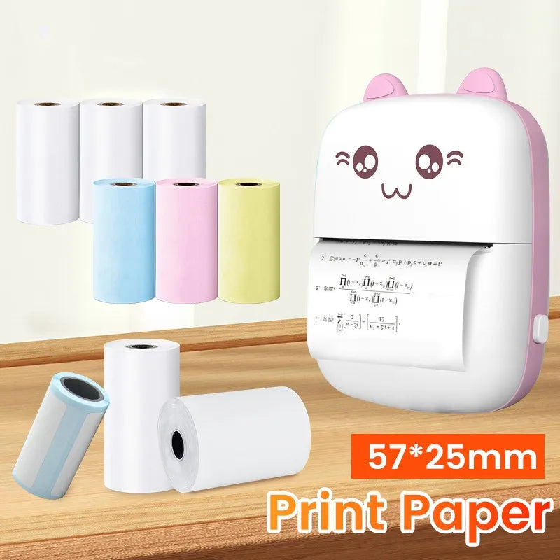 57*25mm Thermal Paper Label Sticker Self-adhesive HD Color Rolls Paper For Mini Printer Instant Print Kids Camera Photo Paper