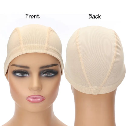 Wig Cap Mesh Bald Cap for Wigs Making 6 Pcs/Lot Stretchable Weaving Net Cap with Wide Elastic Band Black Color S/M/L Size